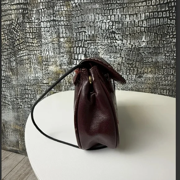 Yves Saint Laurent Vintage 1960 Safari Collection Deep Red Leather Crossbody Bag - Picture 15 of 16